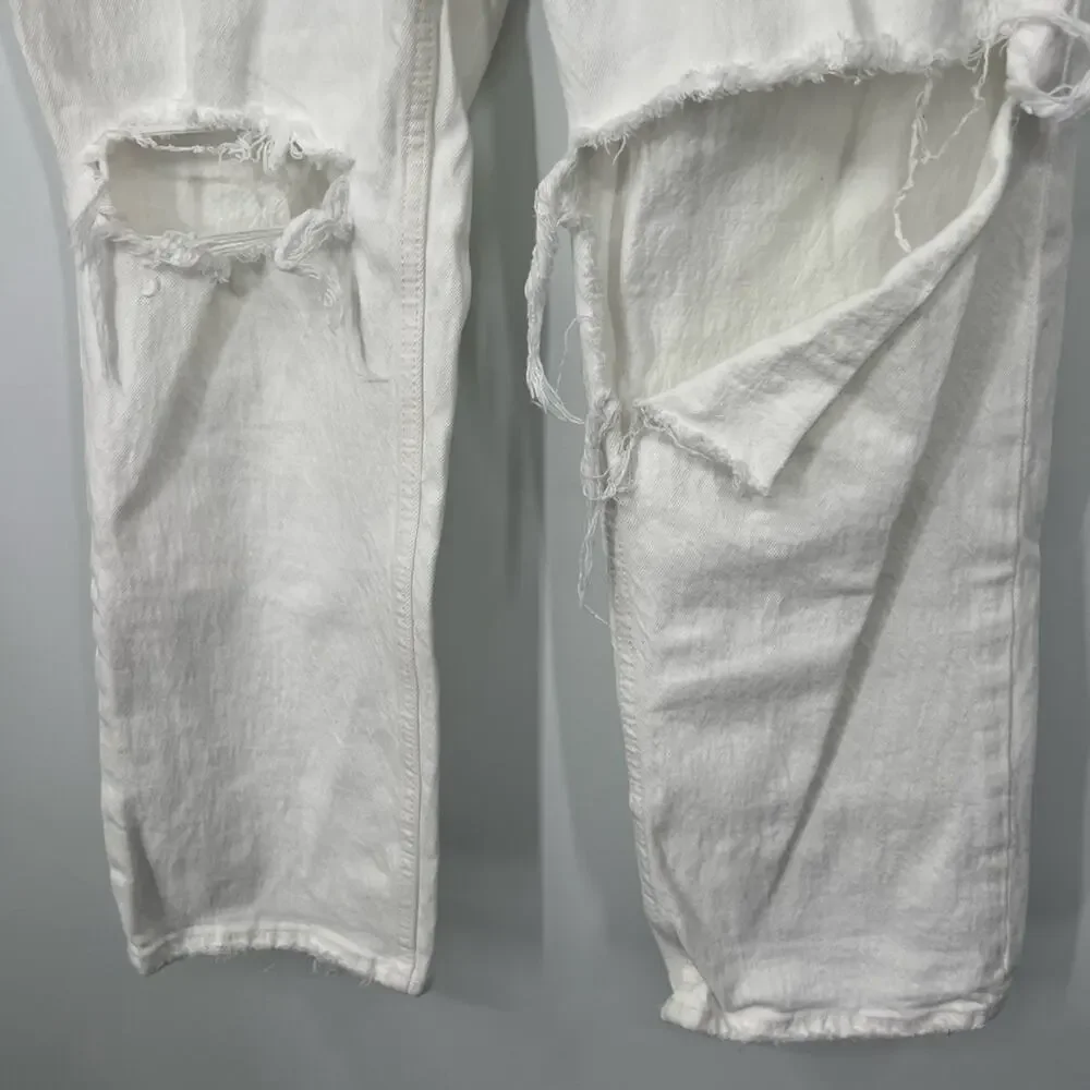 Abercrombie & Fitch The ‘90s Straight Jeans Ultra High Rise White EXTRA SHORT